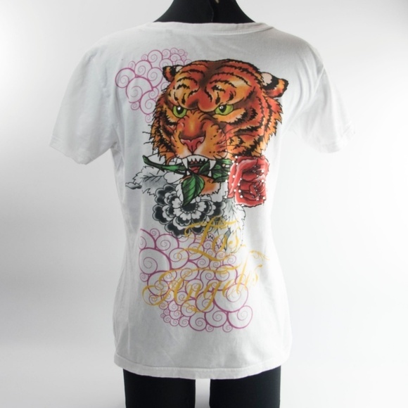 HallHuber Crystal Tiger Floral Logo T Shirt XL - Picture 2 of 5